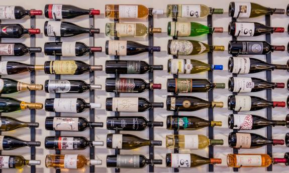 A wall of wine bottles stored at Bin 39