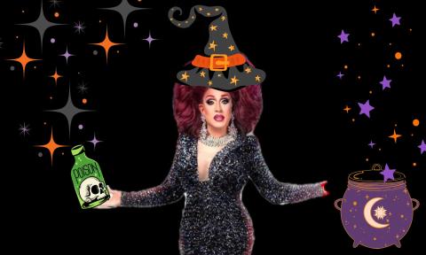 A Halloween-themed drag queen